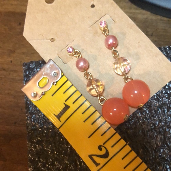 Orange & Green Beaded Necklace And Earrings With Glass Pendant - Picture 13 of 14